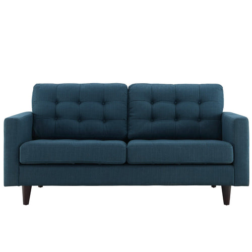 Empress Upholstered Fabric Loveseat in Azure