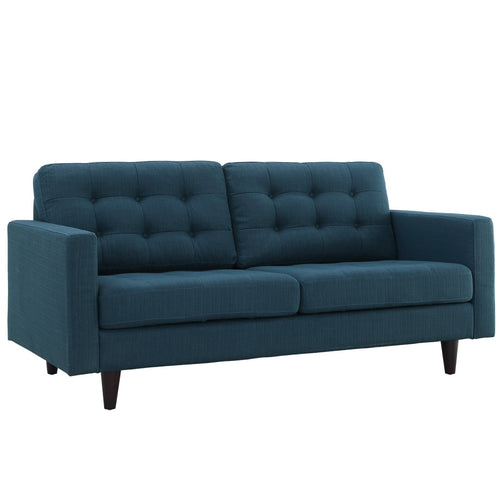 Empress Upholstered Fabric Loveseat in Azure