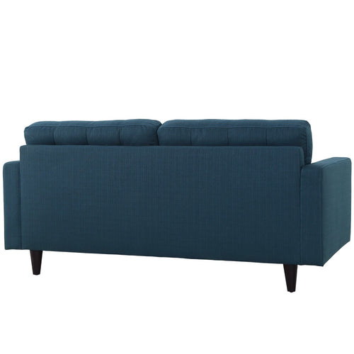 Empress Upholstered Fabric Loveseat in Azure