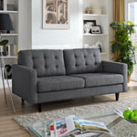 Empress Upholstered Fabric Loveseat in Gray