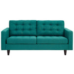 Empress Upholstered Fabric Loveseat in Teal