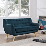 Remark Upholstered Fabric Loveseat in Azure