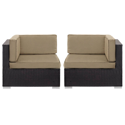 Gather Outdoor Patio Corner Sectional Set of 2 in Espresso Mocha