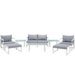 Fortuna 9 Piece Outdoor Patio Sectional Sofa Set in White Gray