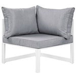 Fortuna 9 Piece Outdoor Patio Sectional Sofa Set in White Gray