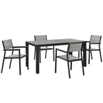 Maine 5 Piece Outdoor Patio Dining Set in Brown Gray