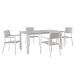 Maine 5 Piece Outdoor Patio Dining Set in White Light Gray