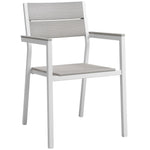 Maine 5 Piece Outdoor Patio Dining Set in White Light Gray