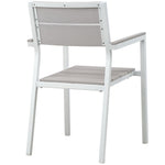 Maine 5 Piece Outdoor Patio Dining Set in White Light Gray