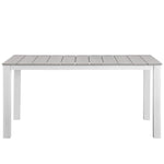 Maine 5 Piece Outdoor Patio Dining Set in White Light Gray