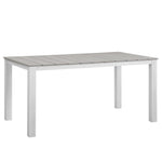 Maine 5 Piece Outdoor Patio Dining Set in White Light Gray