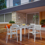 Maine 5 Piece Outdoor Patio Dining Set in White Light Gray