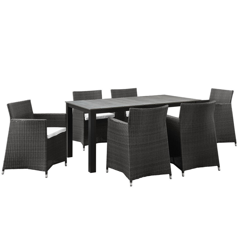 Junction 7 Piece Outdoor Patio Dining Set in Brown White