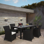Junction 7 Piece Outdoor Patio Dining Set in Brown White