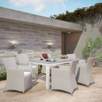 Junction 7 Piece Outdoor Patio Dining Set in Gray White