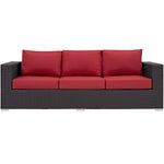 Convene Outdoor Patio Sofa in Espresso Red