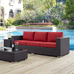 Convene Outdoor Patio Sofa in Espresso Red