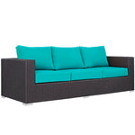 Convene Outdoor Patio Sofa in Espresso Turquoise