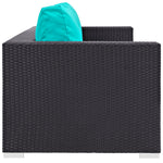 Convene Outdoor Patio Sofa in Espresso Turquoise