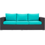 Convene Outdoor Patio Sofa in Espresso Turquoise