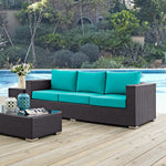 Convene Outdoor Patio Sofa in Espresso Turquoise