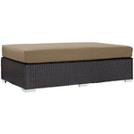 Convene Outdoor Patio Fabric Rectangle Ottoman in Espresso Mocha