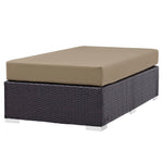 Convene Outdoor Patio Fabric Rectangle Ottoman in Espresso Mocha
