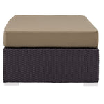 Convene Outdoor Patio Fabric Rectangle Ottoman in Espresso Mocha
