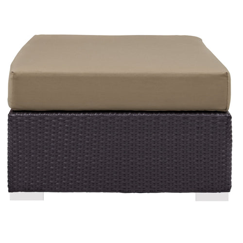 Convene Outdoor Patio Fabric Rectangle Ottoman in Espresso Mocha