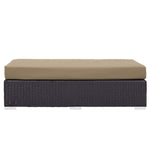 Convene Outdoor Patio Fabric Rectangle Ottoman in Espresso Mocha
