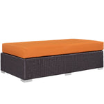 Convene Outdoor Patio Fabric Rectangle Ottoman in Espresso Orange