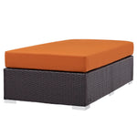 Convene Outdoor Patio Fabric Rectangle Ottoman in Espresso Orange