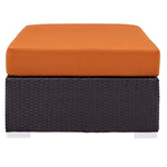 Convene Outdoor Patio Fabric Rectangle Ottoman in Espresso Orange