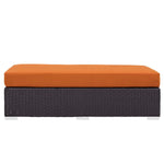 Convene Outdoor Patio Fabric Rectangle Ottoman in Espresso Orange