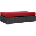 Convene Outdoor Patio Fabric Rectangle Ottoman in Espresso Red
