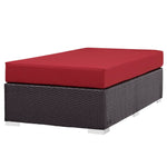 Convene Outdoor Patio Fabric Rectangle Ottoman in Espresso Red