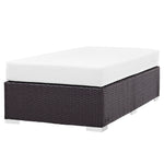 Convene Outdoor Patio Fabric Rectangle Ottoman in Espresso White