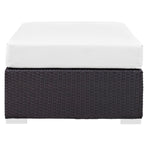Convene Outdoor Patio Fabric Rectangle Ottoman in Espresso White