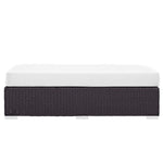 Convene Outdoor Patio Fabric Rectangle Ottoman in Espresso White