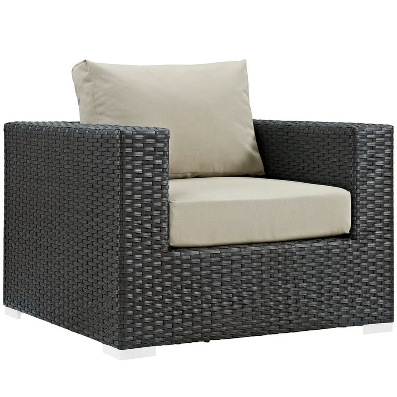 Sojourn Outdoor Patio Sunbrella® Armchair in Canvas Antique Beige