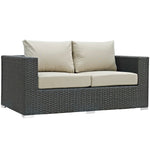 Sojourn 5 Piece Outdoor Patio Sunbrella® Sectional Set in Canvas Antique Beige