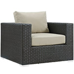 Sojourn 5 Piece Outdoor Patio Sunbrella® Sectional Set in Canvas Antique Beige