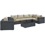 Summon 7 Piece Outdoor Patio Sunbrella® Sectional Set in Canvas Antique Beige