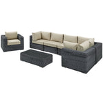 Summon 7 Piece Outdoor Patio Sunbrella® Sectional Set in Canvas Antique Beige