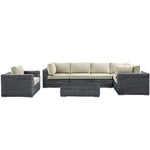 Summon 7 Piece Outdoor Patio Sunbrella® Sectional Set in Canvas Antique Beige