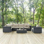 Summon 7 Piece Outdoor Patio Sunbrella® Sectional Set in Canvas Antique Beige