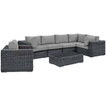 Summon 7 Piece Outdoor Patio Sunbrella® Sectional Set in Canvas Gray