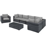 Summon 7 Piece Outdoor Patio Sunbrella® Sectional Set in Canvas Gray