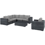 Summon 7 Piece Outdoor Patio Sunbrella® Sectional Set in Canvas Gray