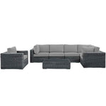 Summon 7 Piece Outdoor Patio Sunbrella® Sectional Set in Canvas Gray